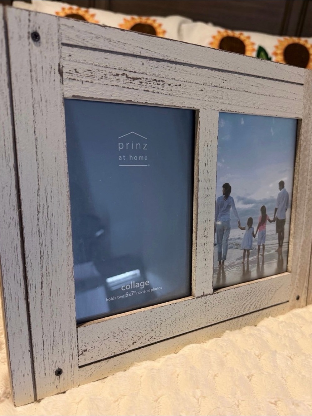 Prinz at Home White Distressed Double Photo Frame Collage 5x7 pictures